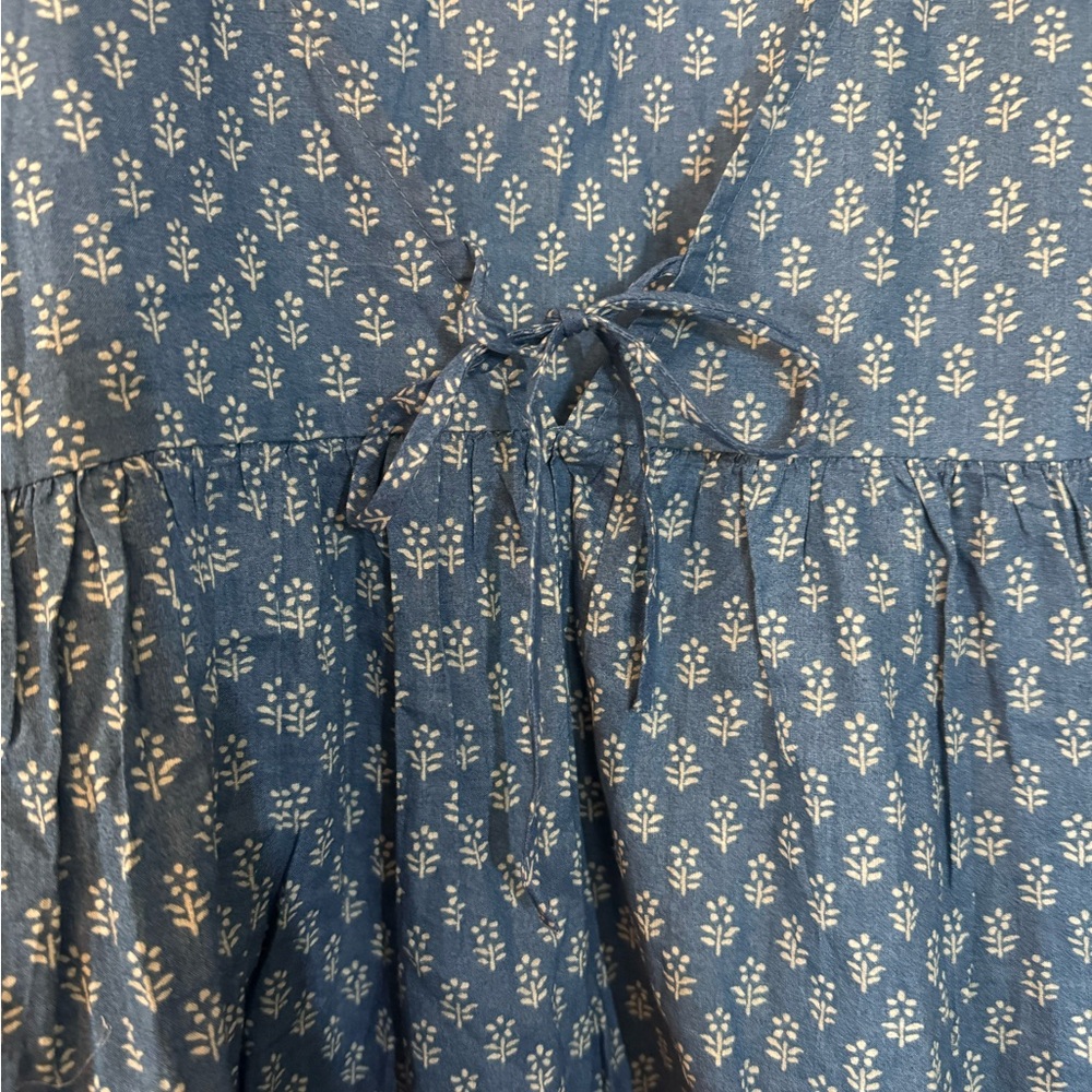 Faherty Women’s Navy Lyla Organic Cotton Floral Drop Shoulder Top Blouse - XL - Picture 5 of 11